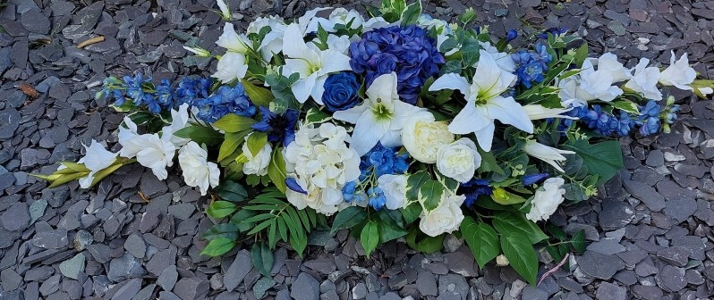 Blue & White coffin spray