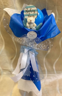 Baby Boy Balloon Bear Bouquet