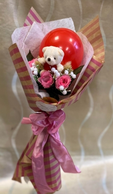 Country Mix Balloon Bear Bouquet