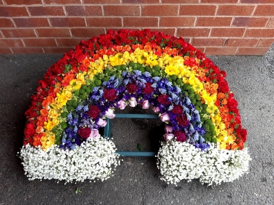 Rainbow tribute on stand