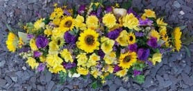 Yellow & Purple 5 ft Coffin Spray