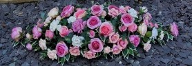 Pink and White Rose Coffin spray