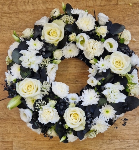 Black and white wreath