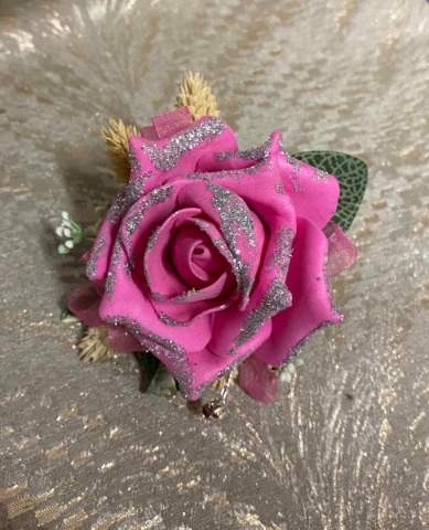 Pink Gliiter Foam Rose