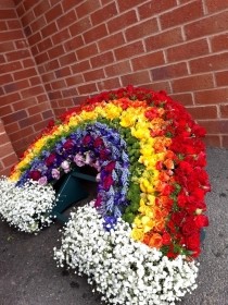 Rainbow tribute on stand